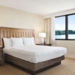 Hilton Miami Airport Blue Lagoon guest room for Homestead NASCAR Ticket Packages guests with water view