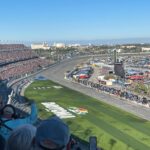 Our view overlooking the frontstretch at Daytona International Speedway from seats included with our Daytona 500 NASCAR ticket package