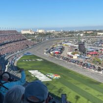The view from the grandstands included with our Daytona 500 NASCAR ticket package during the Daytona 500