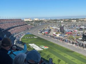 The view from the grandstands included with our Daytona 500 NASCAR ticket package during the Daytona 500