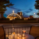 Riverview patio at Embassy Suites Des Moines Downtown for Iowa NASCAR Ticket Packages.