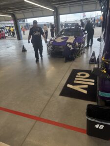 The No. 48 Ally Chevrolet of Alex Bowman sits in the Hendrick Motorsports garage at Phoenix Raceway during the 2026 Freeway Insurance 500 weekend.